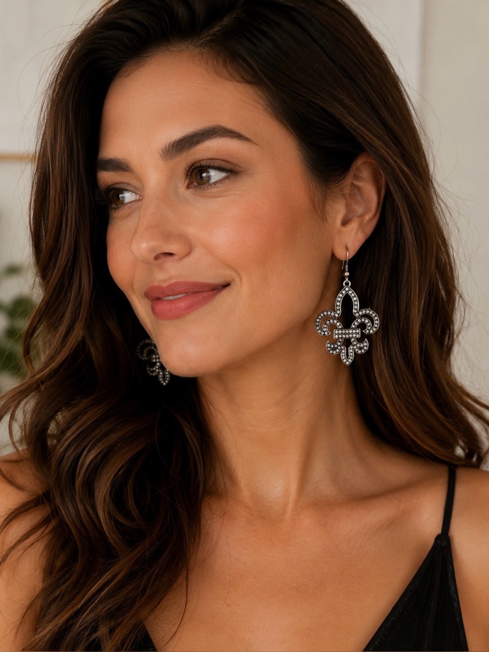 Rhinestone Fleur De Lis earrings
